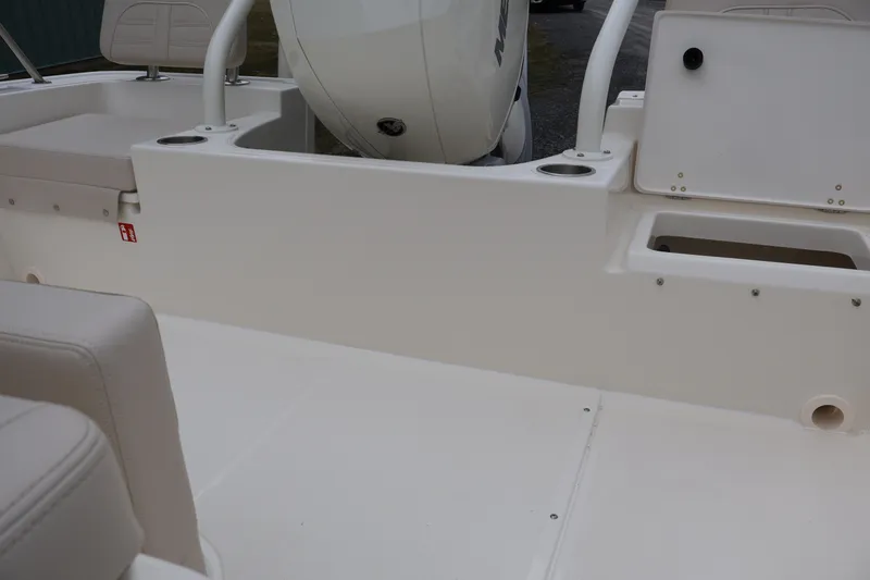 Slide: The Image of 2026 Boston Whaler 190 Montauk boat interior with seating and storage compartments. - 35