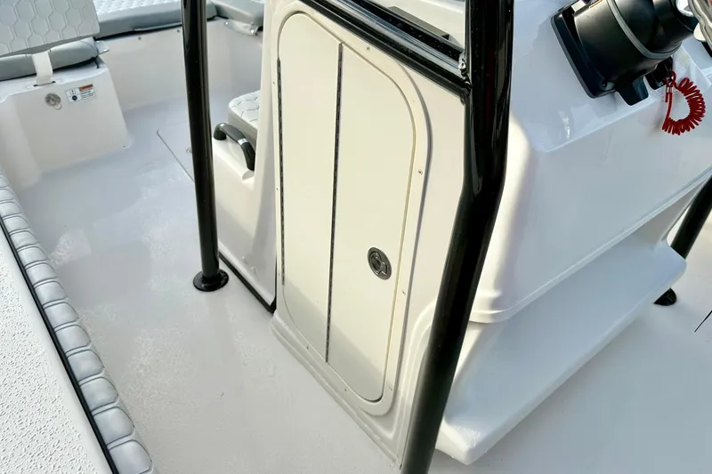 Slide: The Image of 2026 Carolina Skiff 26 Ultra Elite boat interior with seating and console details. - 29