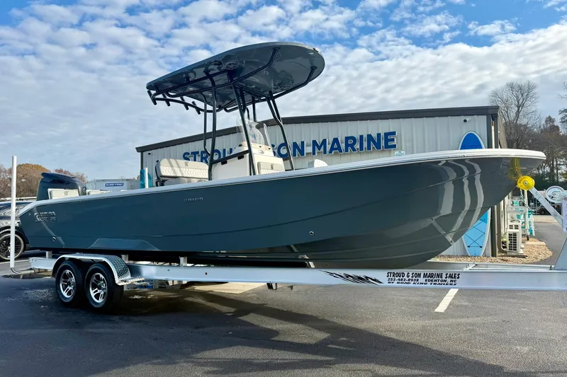Slide: The Image of 2026 Carolina Skiff 26 Ultra Elite boat on trailer at Stroud & Son Marine. - 6