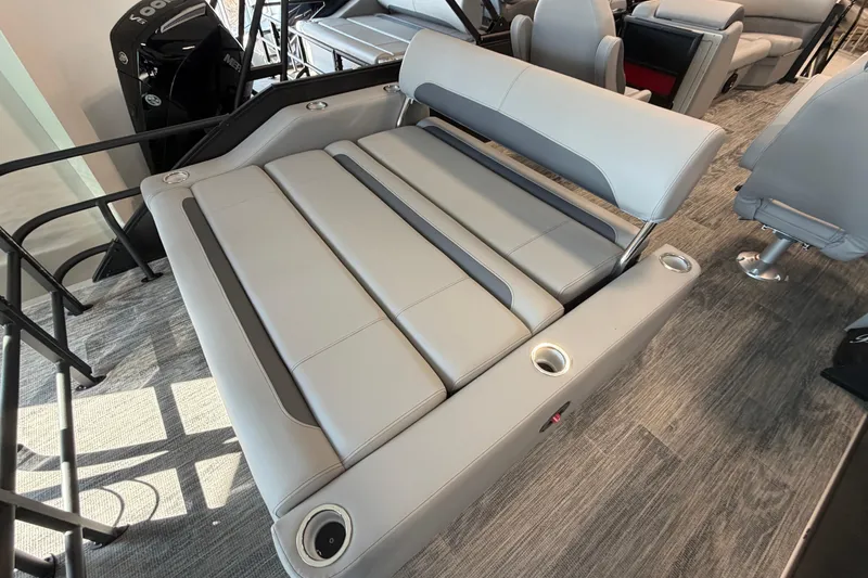 Slide: The Image of 2026 Bentley Pontoons Legacy 243 Swingback with luxurious seating and modern design. - 4