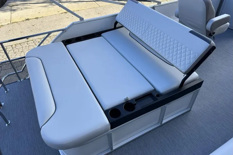 Slide: The Image of 2026 Godfrey Sweetwater 2286 SFLC boat seat with cup holders and quilted design. - 12