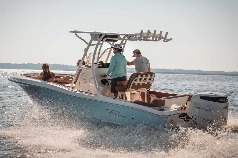 The Image of Manufacturer Provided Image: 2025 Pioneer 222 Islander boat cruising on open water with passengers enjoying the ride. - 0