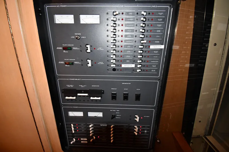 Slide: The Image of Electrical control panel on a 1994 Tiara Yachts 4300 Open boat. - 40