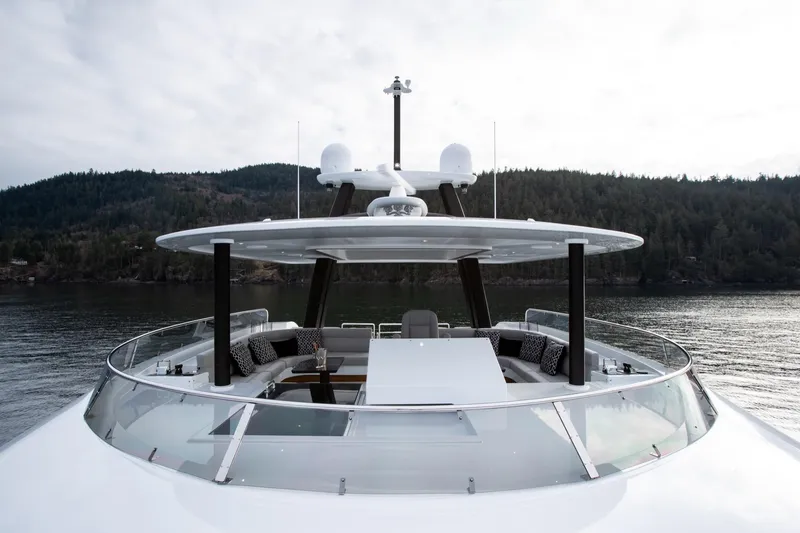 Slide: The Image of Luxurious 2019 Crescent Semi-Displacement yacht with sleek design, cruising on serene waters. - 17
