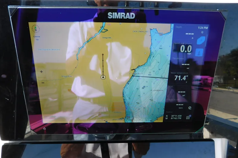 Slide: The Image of Simrad navigation display on 2021 Sea Pro 219 Center Console boat. - 17