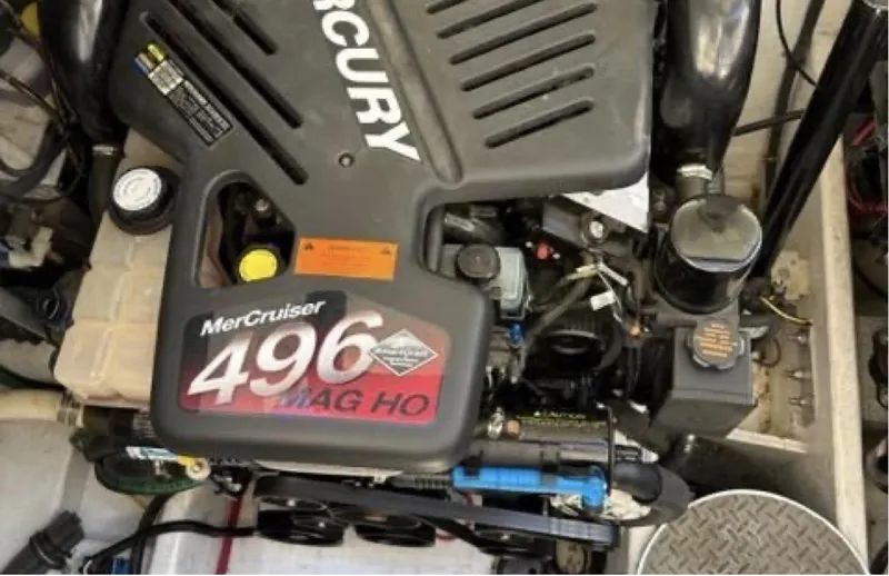 Slide: The Image of MerCruiser 496 MAG HO engine in a 2003 Formula 37 PC boat. - 26
