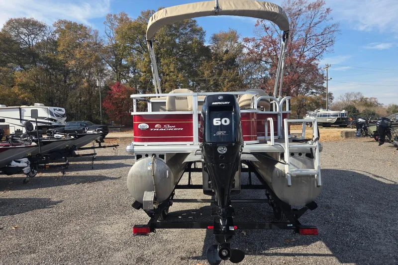 Slide: The Image of 2021 Sun Tracker Bass Buggy 18 DLX pontoon boat with Mercury 60 HP engine. - 4