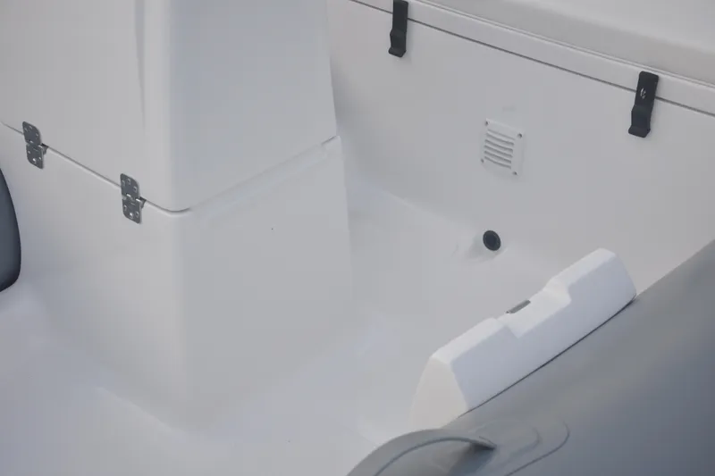 Slide: The Image of 2026 AB Inflatables Mares 11 VSX interior, featuring white seating and storage compartments. - 5