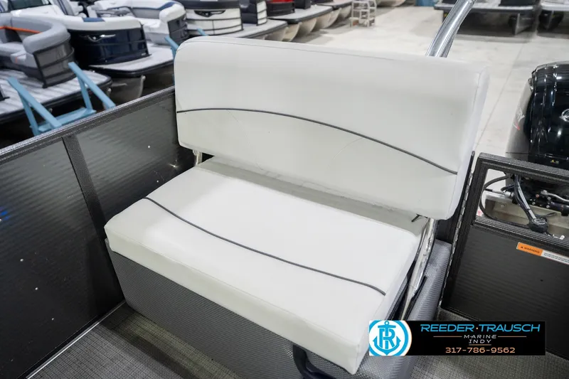 Slide: The Image of White seating on a 2021 Crest SLRC 220 boat, showroom display. - 46
