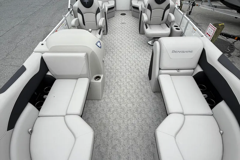 Slide: The Image of 2025 Berkshire 22RFX LE 2.75 pontoon boat interior with luxurious seating and modern design. - 9