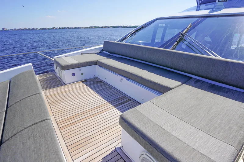 Slide: The Image of Luxurious seating area on 2017 Azimut 66 Flybridge yacht with ocean view. - 16