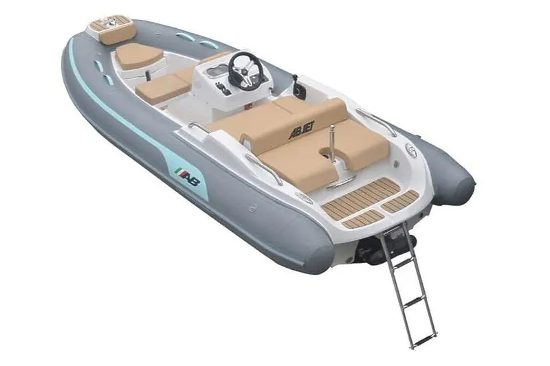 Slide: The Image of 2026 AB Inflatables ABJET 390XP, luxury inflatable boat with beige seating and sleek design. - 7