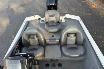 Slide: The Image of 2021 Tracker Pro Team 190 TX Tournament Edition boat interior with seating arrangement. - 4