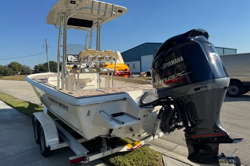 Slide: The Image of 2019 Key West 230 Bay Reef boat with Yamaha VMAX engine on trailer. - 11