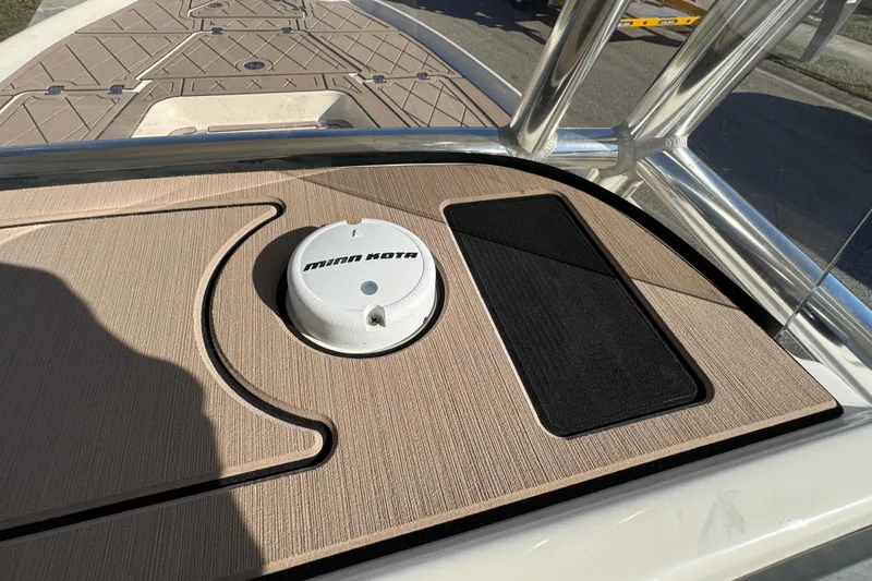 Slide: The Image of 2019 Key West 230 Bay Reef boat deck with Minn Kota trolling motor mount. - 89