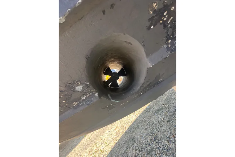 Slide: The Image of Close-up of a 2007 Sea Ray 52 Sedan Bridge bow thruster tunnel. - 22