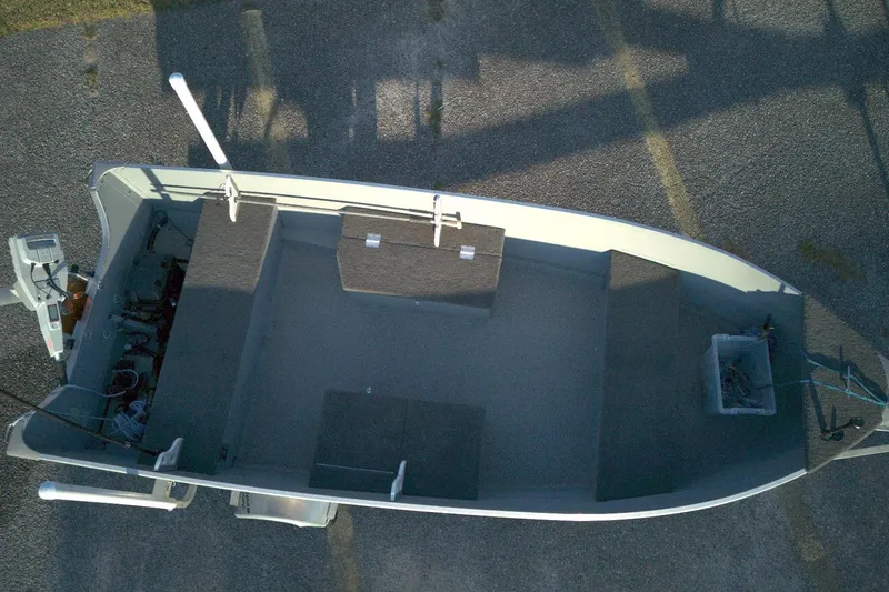 Slide: The Image of 2021 Smoker Craft 14 Big Fish boat, aerial view, showing interior layout and seating. - 8