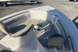 Slide: The Image of 2023 Key West 203 FS boat interior with seating and speakers. - 9