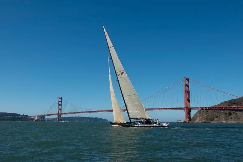 Slide: The Image of Sailboat near Golden Gate Bridge, 2002 International Americas Cup Class yacht. - 21