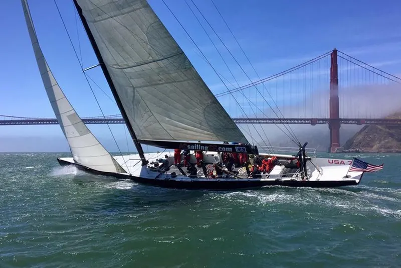 Slide: The Image of Sailing yacht in San Francisco Bay near Golden Gate Bridge, 2002 International Americas Cup Class. - 22