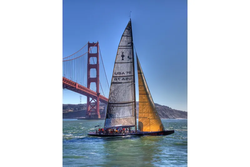 Slide: The Image of Sailboat near Golden Gate Bridge, 2002 International Americas Cup Class. - 23