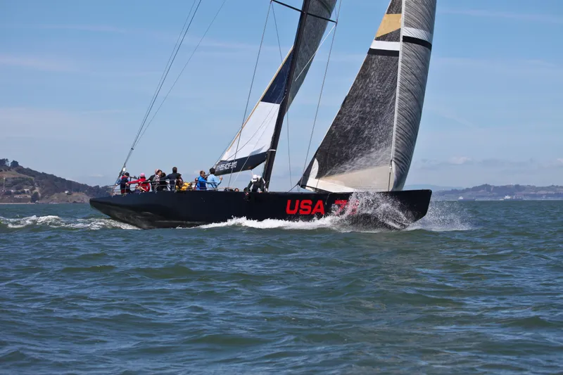 Slide: The Image of Sailing yacht "USA 76" on water, Custom International Americas Cup Class, 2002. - 26