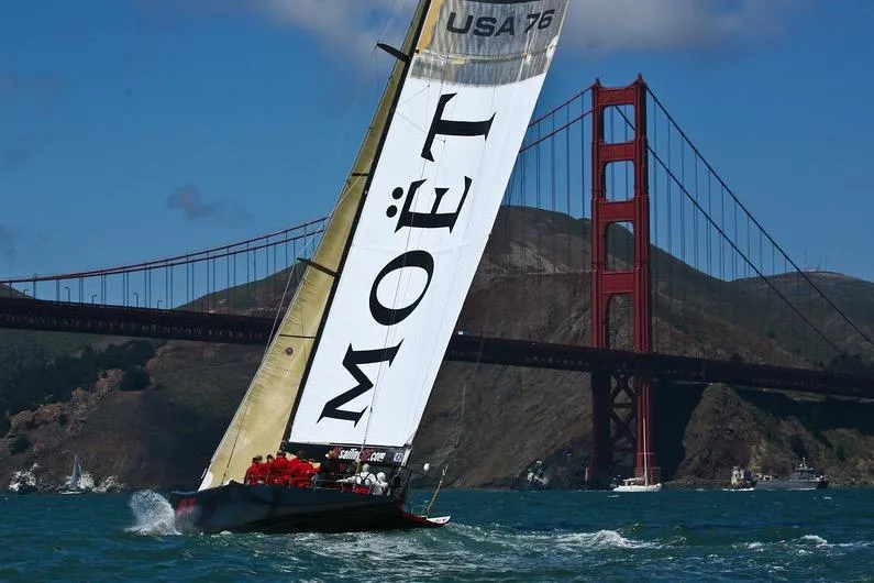 Slide: The Image of Sailboat "Moët" racing near Golden Gate Bridge, 2002 International Americas Cup Class. - 28