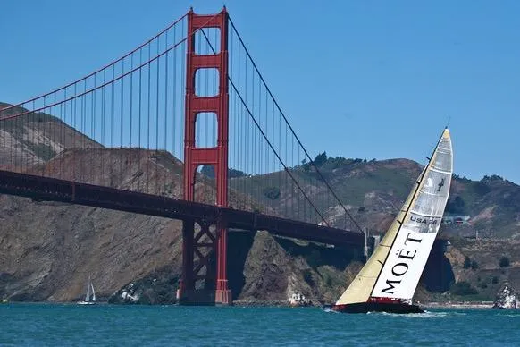 Slide: The Image of Sailboat near Golden Gate Bridge, 2002 International Americas Cup Class. - 32