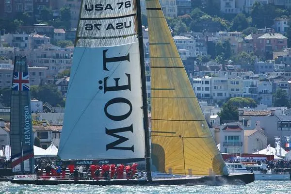 Slide: The Image of Sailing yacht USA 76 in action, 2002 International Americas Cup Class. - 33
