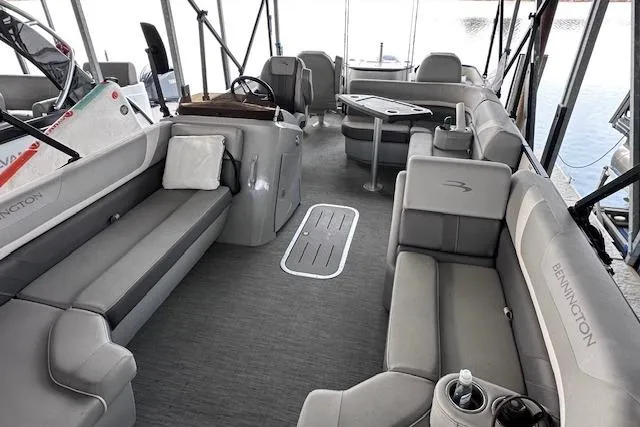 Slide: The Image of 2023 Bennington SX 21 Fishing boat interior with spacious seating and modern design. - 3