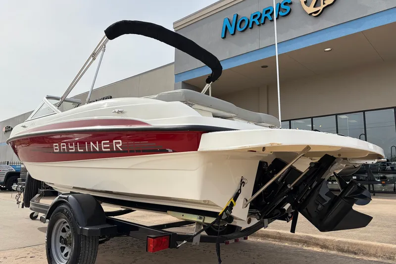Slide: The Image of 2011 Bayliner 185 boat on trailer outside Norris dealership. - 7
