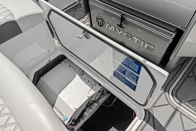 Slide: The Image of 2020 Mystic M4200 boat storage compartment with Seakeeper 3 stabilization system. - 35