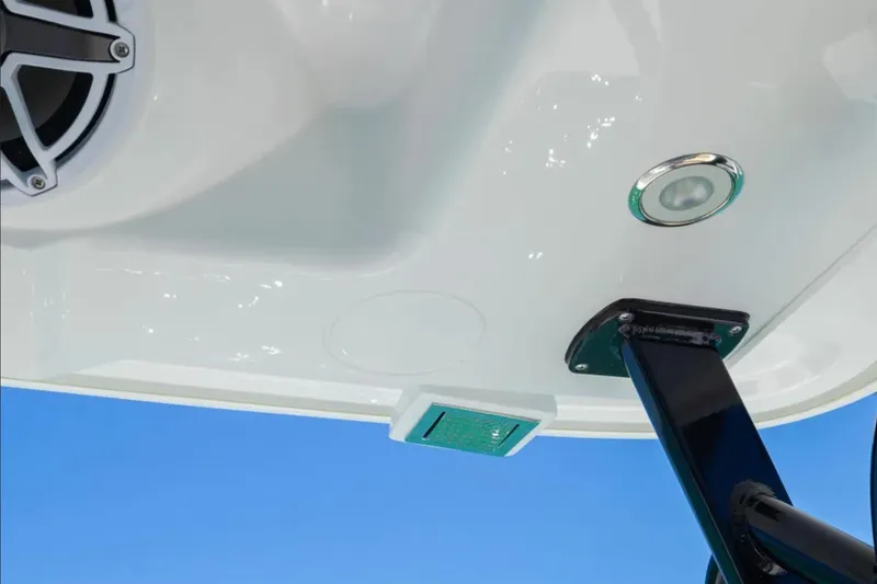 Slide: The Image of 2025 Blackwater 43 Luxury Fish boat underside with speaker and light fixtures. - 22