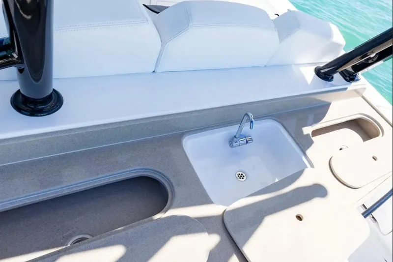 Slide: The Image of Luxury boat interior with sink and seating, Blackwater 43 Luxury Fish, 2025 model. - 35