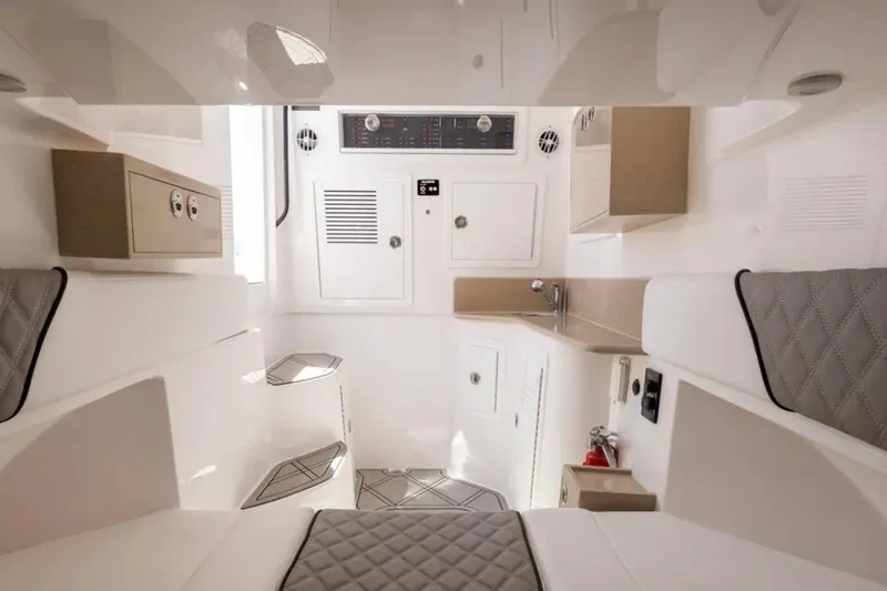 Slide: The Image of Luxurious interior of 2025 Blackwater 43 Luxury Fish boat, featuring modern amenities and sleek design. - 43