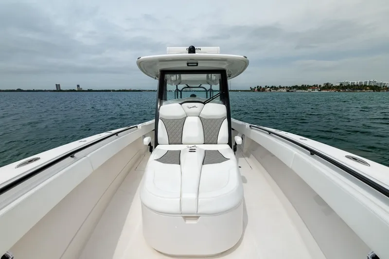 Slide: The Image of 2026 Blackwater 43 Luxury Fish boat on open water, showcasing sleek design and comfort. - 85