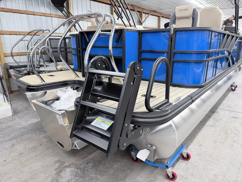 Slide: The Image of 2026 Sylvan X3 Party Fish boat with Platinum Package, blue siding. - 15