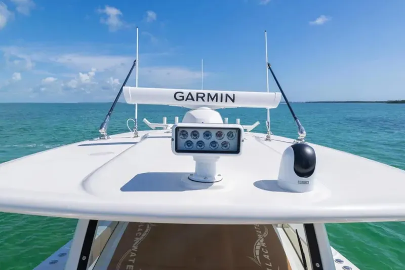 Slide: The Image of Anchor compartment of 2025 Blackwater 41 Performance Fish boat, featuring chain and winch. - 17