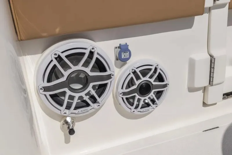 Slide: The Image of 2026 Blackwater 41 Performance Fish boat interior with seating and ocean view. - 36