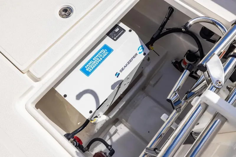 Slide: The Image of Interior of 2025 Blackwater 41 Performance Fish boat, featuring cabinets and control panels. - 40