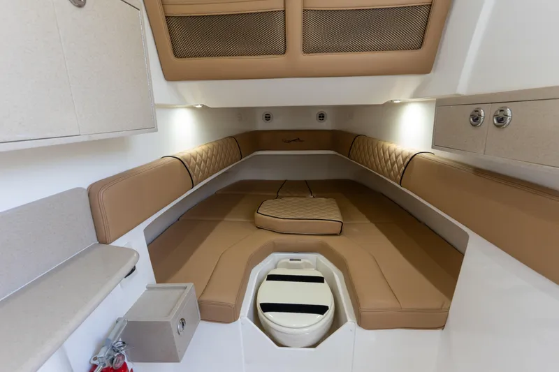 Slide: The Image of Interior of 2026 Blackwater 41 Performance Fish boat, featuring cabinetry and control panels. - 53