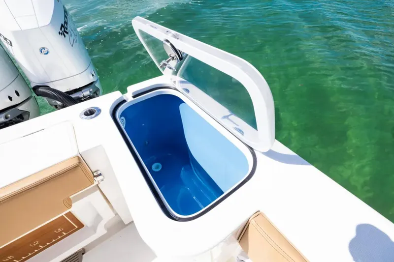 Slide: The Image of 2026 Blackwater 41 Performance Fish boat on water, featuring luxurious seating and powerful engine. - 58