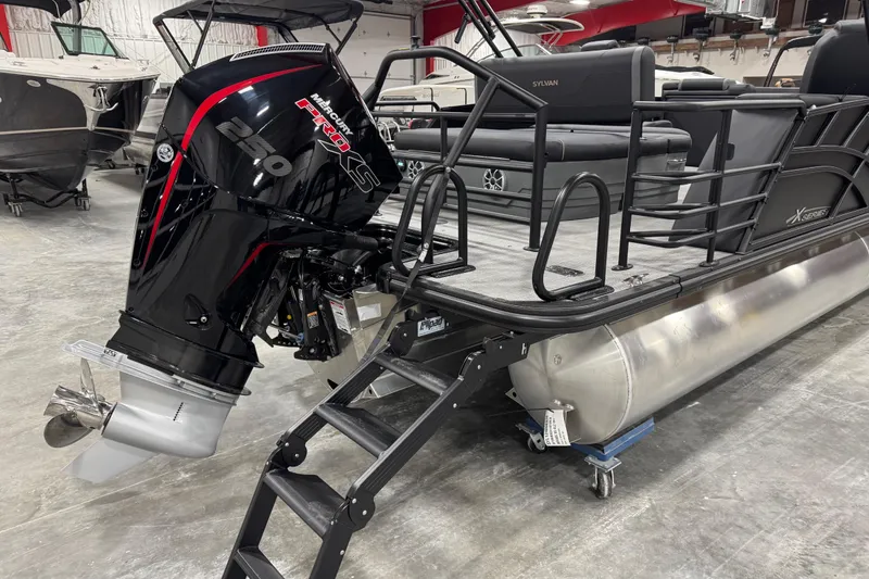 Slide: The Image of 2026 Sylvan Mirage X X5 pontoon boat with Mercury Pro XS 250 engine. - 5