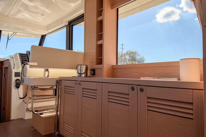 Slide: The Image of Interior of 2026 Beneteau Swift Trawler 41 Fly with modern amenities. - 11