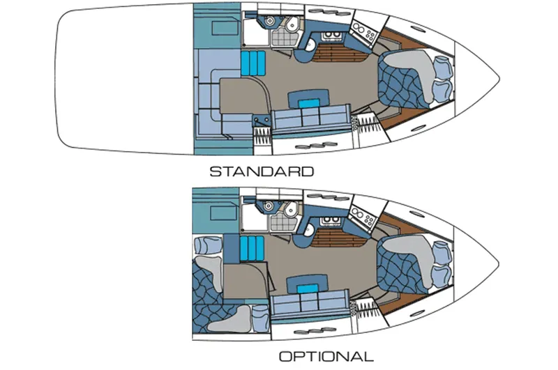 Slide: The Image of Manufacturer Provided Image: 2014 Cruisers Yachts 380 Express floor plan options: standard and optional layouts. - 3