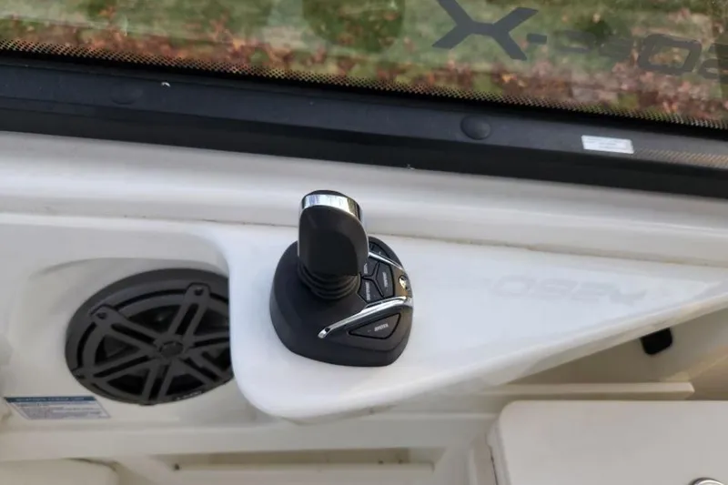 Slide: The Image of 2024 World Cat 260 DC-X joystick control and speaker detail. - 22