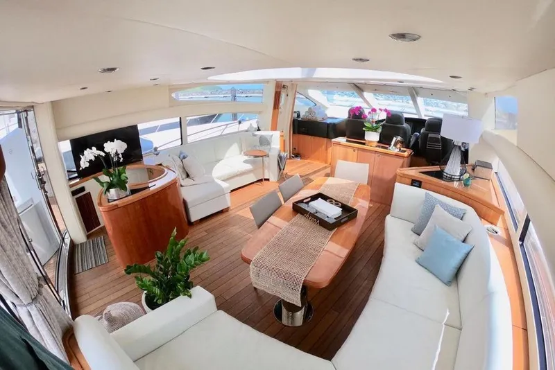 Slide: The Image of Luxurious interior of 2006 Sunseeker Predator 82 yacht with elegant seating and decor. - 10