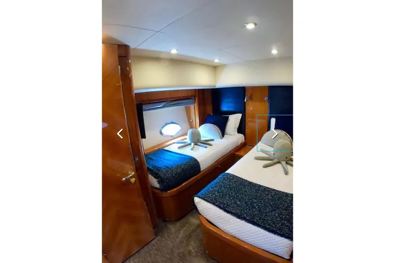 Slide: The Image of Luxurious twin cabin interior on 2006 Sunseeker Predator 82 yacht. - 15