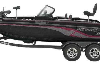 Slide: The Image of 2026 Nitro ZV19 Sport boat with sleek design on a dual-axle trailer. - 12