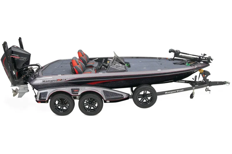 Slide: The Image of 2026 Ranger Z519R boat parked in a lot, front view. - 10